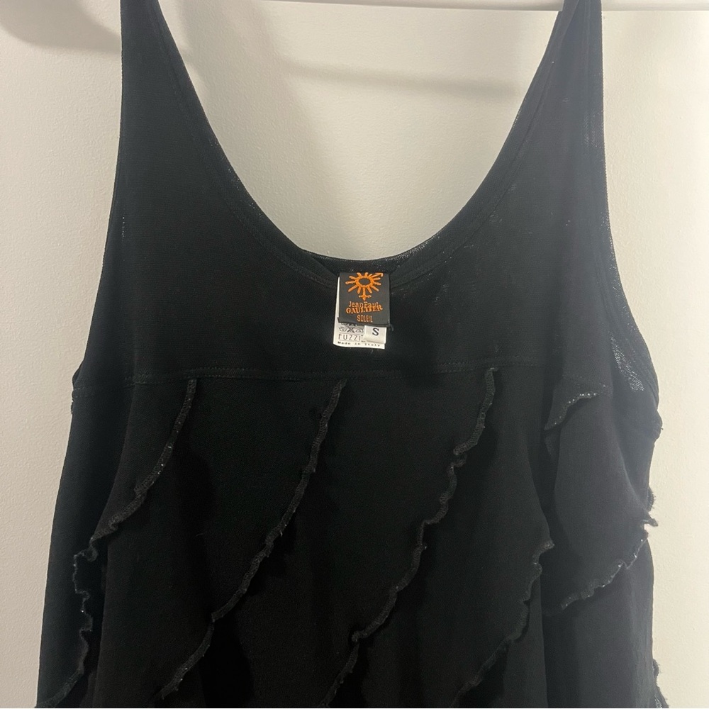 Jean Paul Gaultier Soleil Black Ruffle Mini Dress